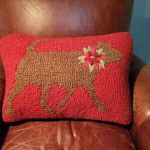 Chandler 4 corners holiday lab dog pillow- Sundance Catalog poinsettia flower